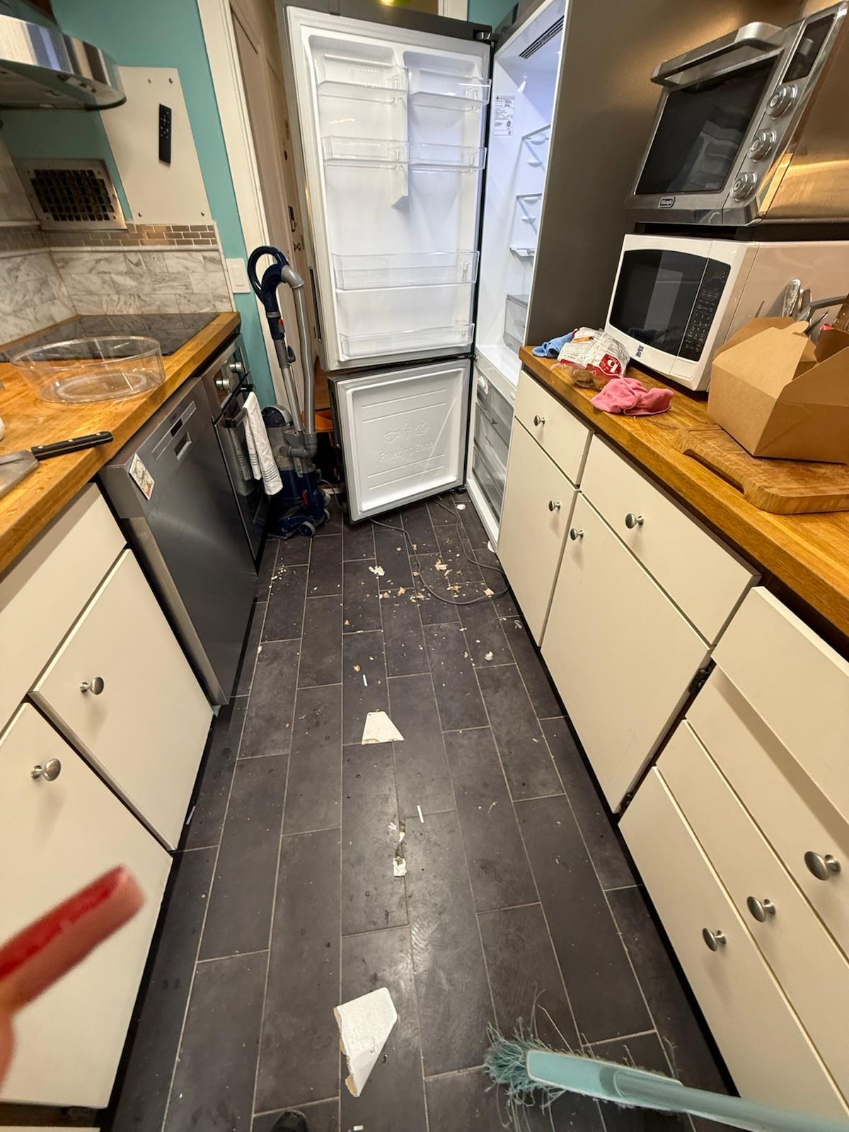 Before — Kitchen floor & counters